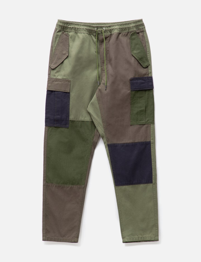 Fdmtl Drawstring Waist Patchwork Cropped Cargo Pants In Green