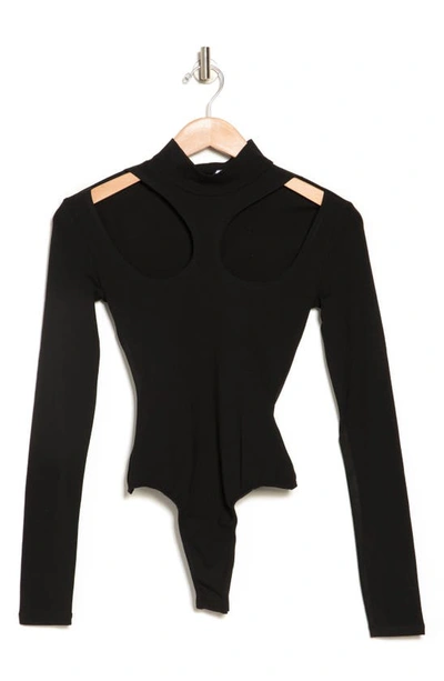 Weworewhat Mock Neck Cutout Bodysuit In Black