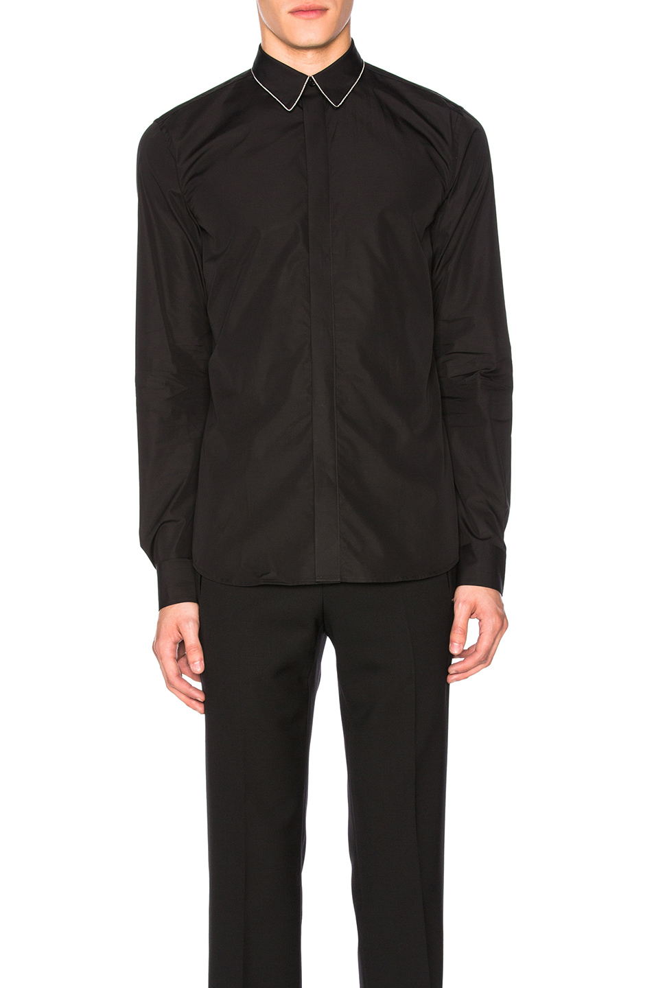 Givenchy Extra Slim Fit Chain Stitch Woven Shirt In Black | ModeSens