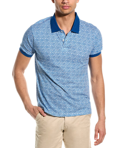 Slate & Stone Circle Print Cotton Polo Shirt In Blue