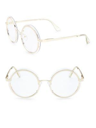 Le Specs Ovation Clear Circle Glasses In Gold