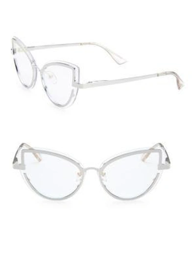 Le Specs Adulation Clear Cat Eye Glasses In Platinum