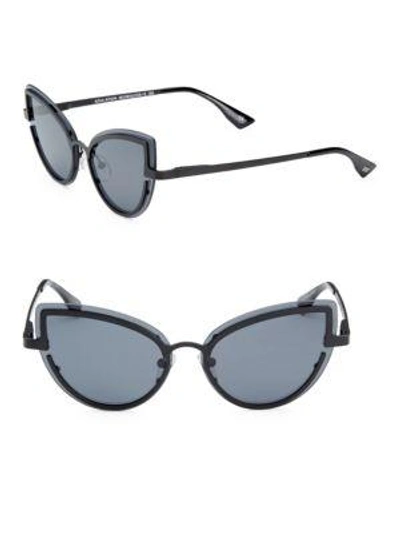 Le Specs Adulation Gray Cat Eye Sunglasses In Matte Black