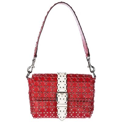 Red Valentino Women's Leather Shoulder Bag Flower Puzzle In Red