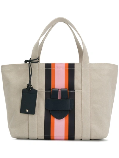 Tila March Front Striped Tote In Neutrals