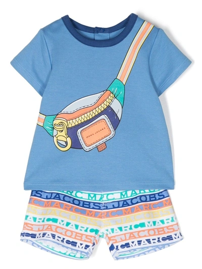 Marc Jacobs Babies' Bag-print T-shirt Tracksuit In Blue
