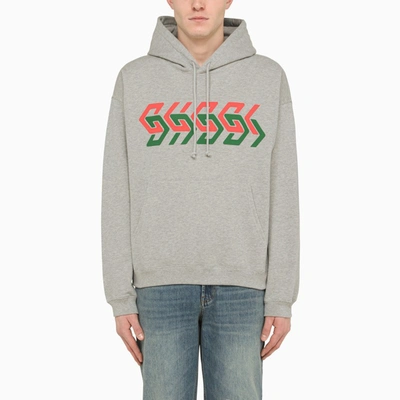 Gucci Grey Sweatshirt With Print And Hood