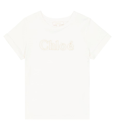 Chloé Kids' Logo Cotton T-shirt In White