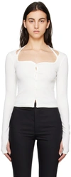 Helmut Lang Ribbed Square-neck Cardigan In Optic White