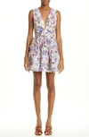 Zimmermann Tama V-neck Pleated Mini Dress In Multi-colour