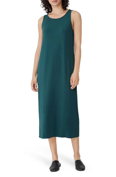 Eileen Fisher Sleeveless Scoop-neck Jersey Midi Dress In Pacifica