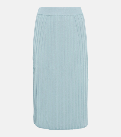 Joseph Elasticated-waist Ribbed-cotton Midi Skirt In 1460 Dusty Blue