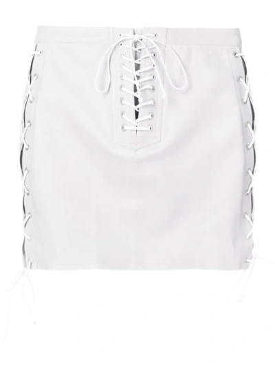 Ben Taverniti Unravel Project Lace-up Mini Skirt In Grey
