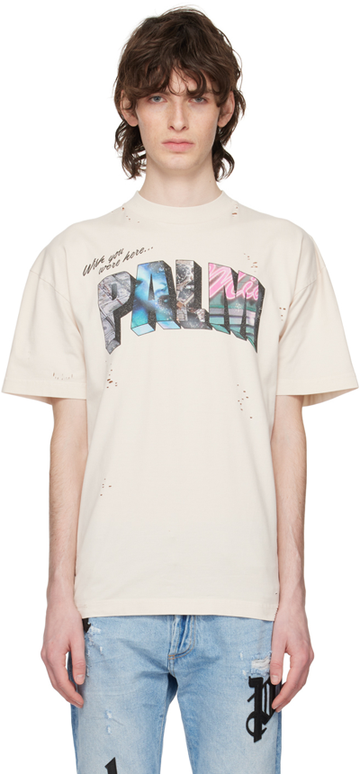 Palm Angels Palm Sign Print T-shirt In White