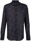 Alexander Mcqueen Black All Over Dancing Skeleton Shirt In Black/red