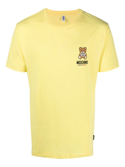 Moschino Logo-print Cotton T-shirt In Yellow