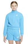 Nike Sportswear Club Fleece Big Kids' (girls') 1/2-zip Top In Blue