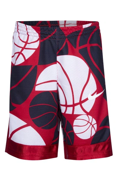 Nike Dri-fit Elite Printed Shorts Little Kids' Shorts In University Red/white/black