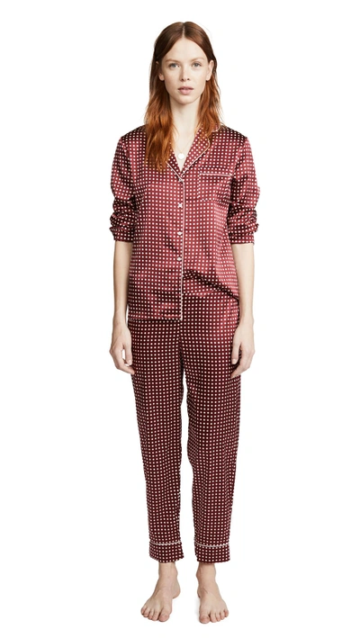 Stella Mccartney Poppy Snoozing Long Pajama Set In Red Polka Dot