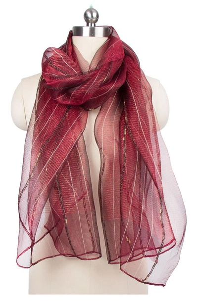 Saachi Gauzy Shimmering Silk Scarf In Red