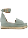 Chloé Lauren Wedge Sandals - Blue