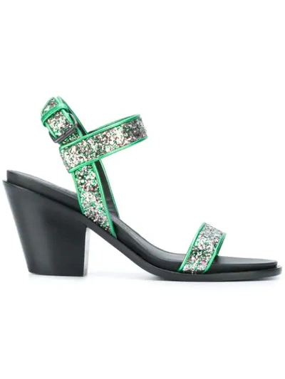 A.f.vandevorst Glitter Strap Standals In Green