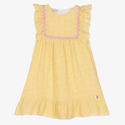 Paz Rodriguez Babies' Girls Yellow Broderie Anglaise Dress