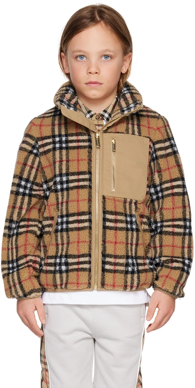 Burberry Boys Beige Vintage Check Fleece Jacket In Archive Beige Ip Chk