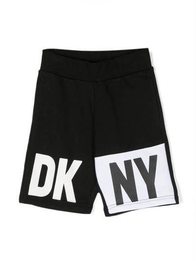 Dkny Boys Black Cotton Logo Shorts