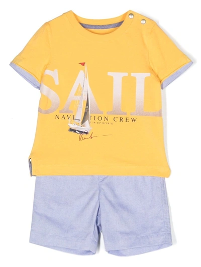Lapin House Babies' Sail 棉短裤套装 In Yellow