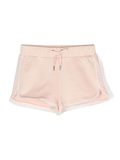 Chloé Babies' 扇贝形边棉短裤 In Pink
