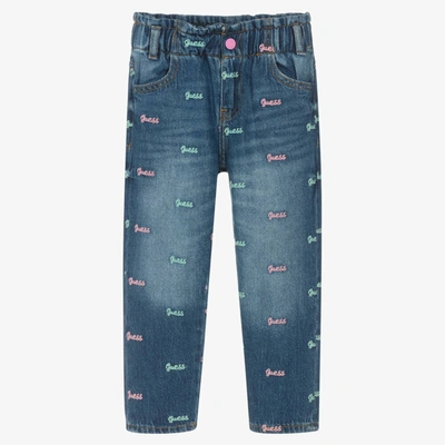 Guess Babies' Girls Embroidered Logo Blue Denim Jeans