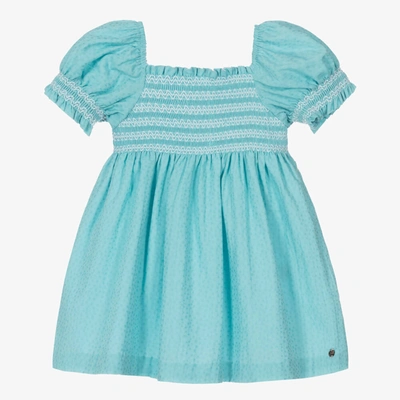 Paz Rodriguez Babies' Girls Turquoise Blue Cotton Dress