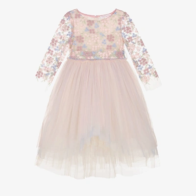 Nicki Macfarlane Kids' Girls Pink Floral Tulle Dress