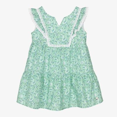 Paz Rodriguez Babies' Girls Green Cotton Paisley Dress