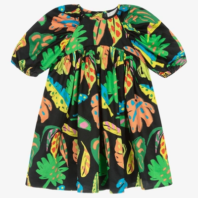 Stella Mccartney Babies'  Kids Girls Black Cotton Palm Tree Dress