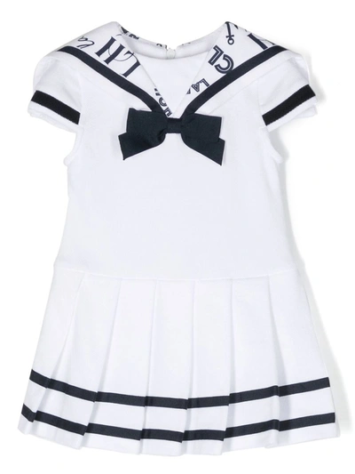 Lapin House Babies' Girls White Cotton Piqué Sailor Dress