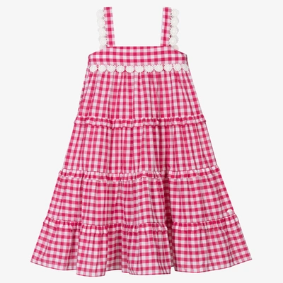 Tartine Et Chocolat Babies'  Girls Pink & White Gingham Tiered Dress