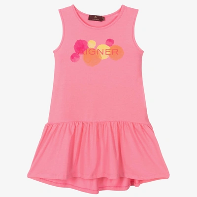 Aigner Kids'  Girls Pink Cotton Logo Dress