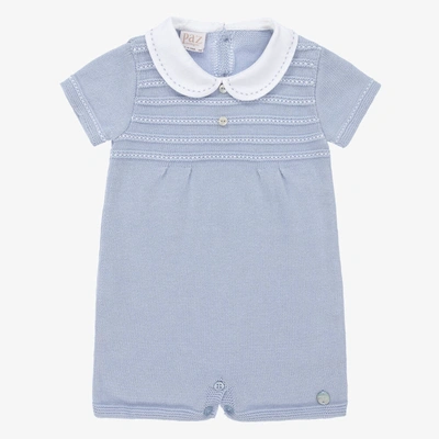 Paz Rodriguez Blue Knitted Cotton Baby Shortie