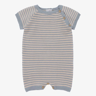 Mebi Babies' Blue & Beige Cotton Knit Shortie