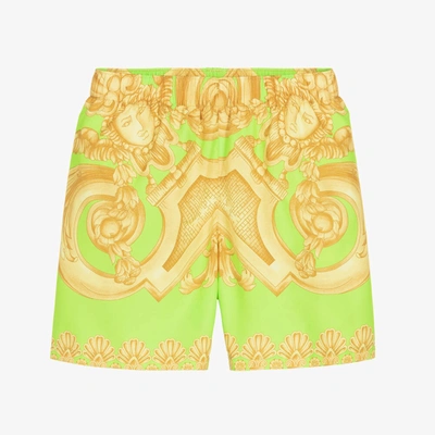 Versace Babies' Boys Green & Gold Barocco Swim Shorts