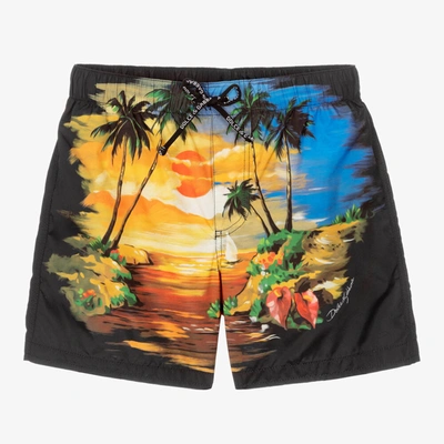 Dolce & Gabbana Babies' Boys Black Hawaiian Swim Shorts