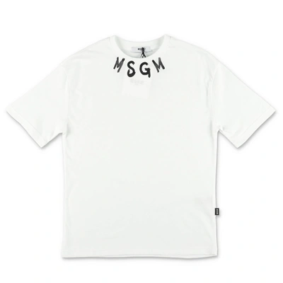 Msgm Babies' White Cotton Logo T-shirt