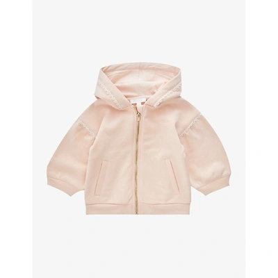 Chloé Babies' Girls Pink Zip Up Hoodie In Washed Pink