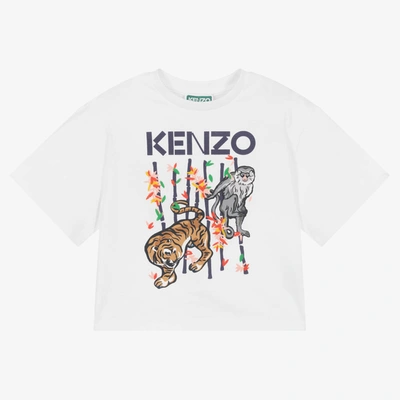 Kenzo Babies' Girls White Cotton Logo T-shirt