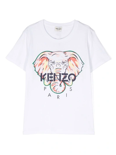 Kenzo Girls White Elephant Logo T-shirt