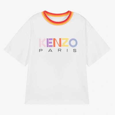 Kenzo Babies' Girls White Cotton Logo T-shirt