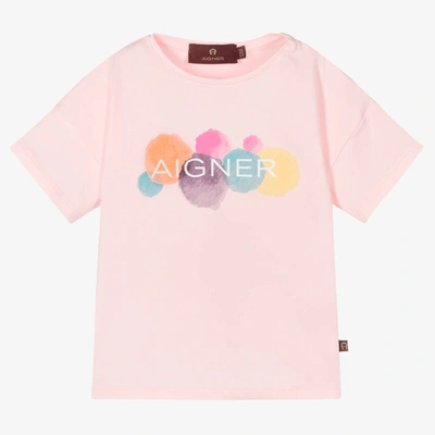 Aigner Baby Girls Pink Cotton Logo T-shirt