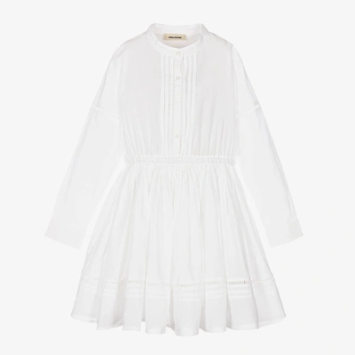 Zadig & Voltaire Kids' Girls White Organic Cotton Embroidered Dress